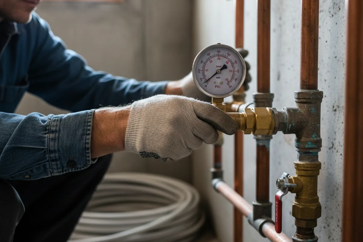 Pressure testing a repaired line during Water Line Repair in Falkville